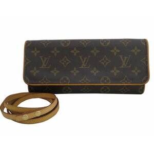 Louis Vuitton Monogram Leather Brown Pochette Twin Canvas Shoulder Clutch Bag